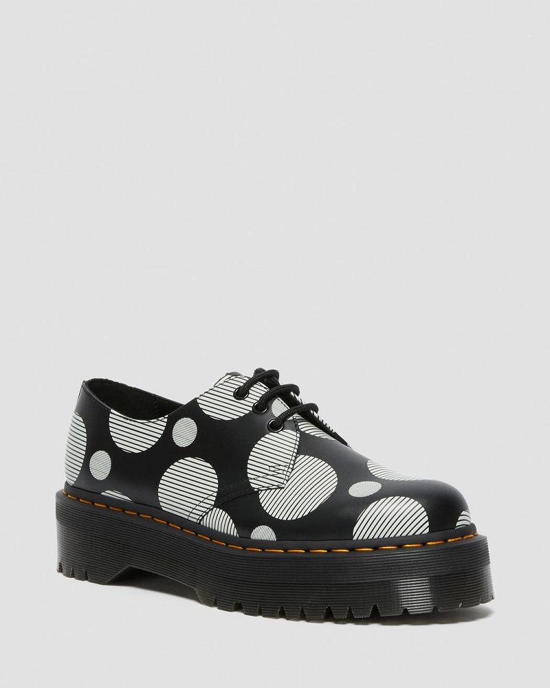 Dr Martens 1461 Polka Dot Smooth Læder Platform Sko Herre Sort | DK 621HAP